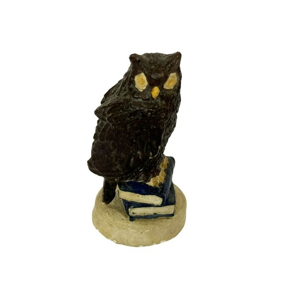 Hand Painted Minature Resin Owl Perched on Books Figurine 2.75" Collectible - Picture 6 of 6